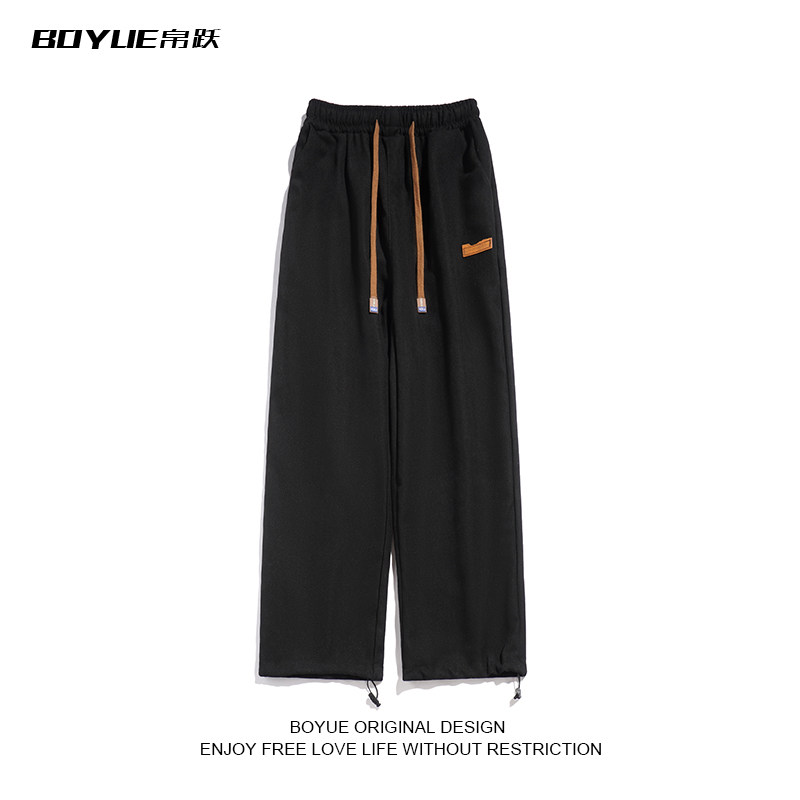 BOYUE帛跃学院风潮流抽绳卫裤男生日系宽松垂坠感简约运动直筒裤,男装,休闲裤,淘宝优惠券,粉丝福利购,淘宝优惠卷
