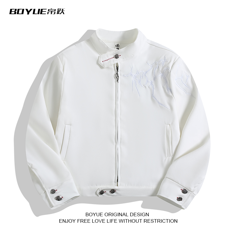 BOYUE帛跃短款荆棘刺绣立领夹克
