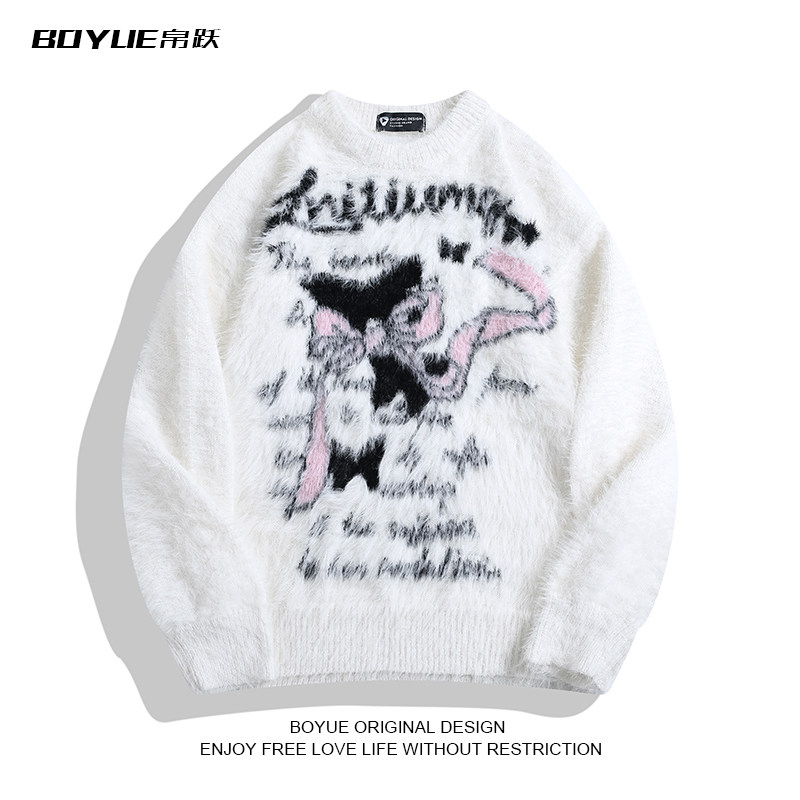 BOYUE帛跃韩系穿搭蝴蝶结猫咪软糯毛衣慵懒风甜美情侣针织衫男女,男装,针织衫/毛衣,淘宝优惠券,粉丝福利购,淘宝优惠卷