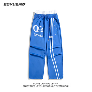潮 男女街头双腰头设计感休闲长裤 BOYUE帛跃复古美式 运动风弯刀裤