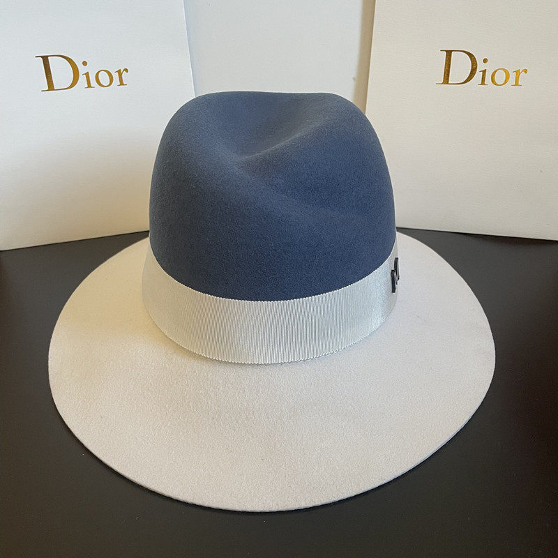 高端定制女士纯羊毛宽沿英伦礼帽秋冬新款M标拼接时尚逛街出游帽