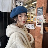 闪闪惹人爱～高品质100%纯羊毛显脸小贝雷帽日系复古毛呢画家帽子