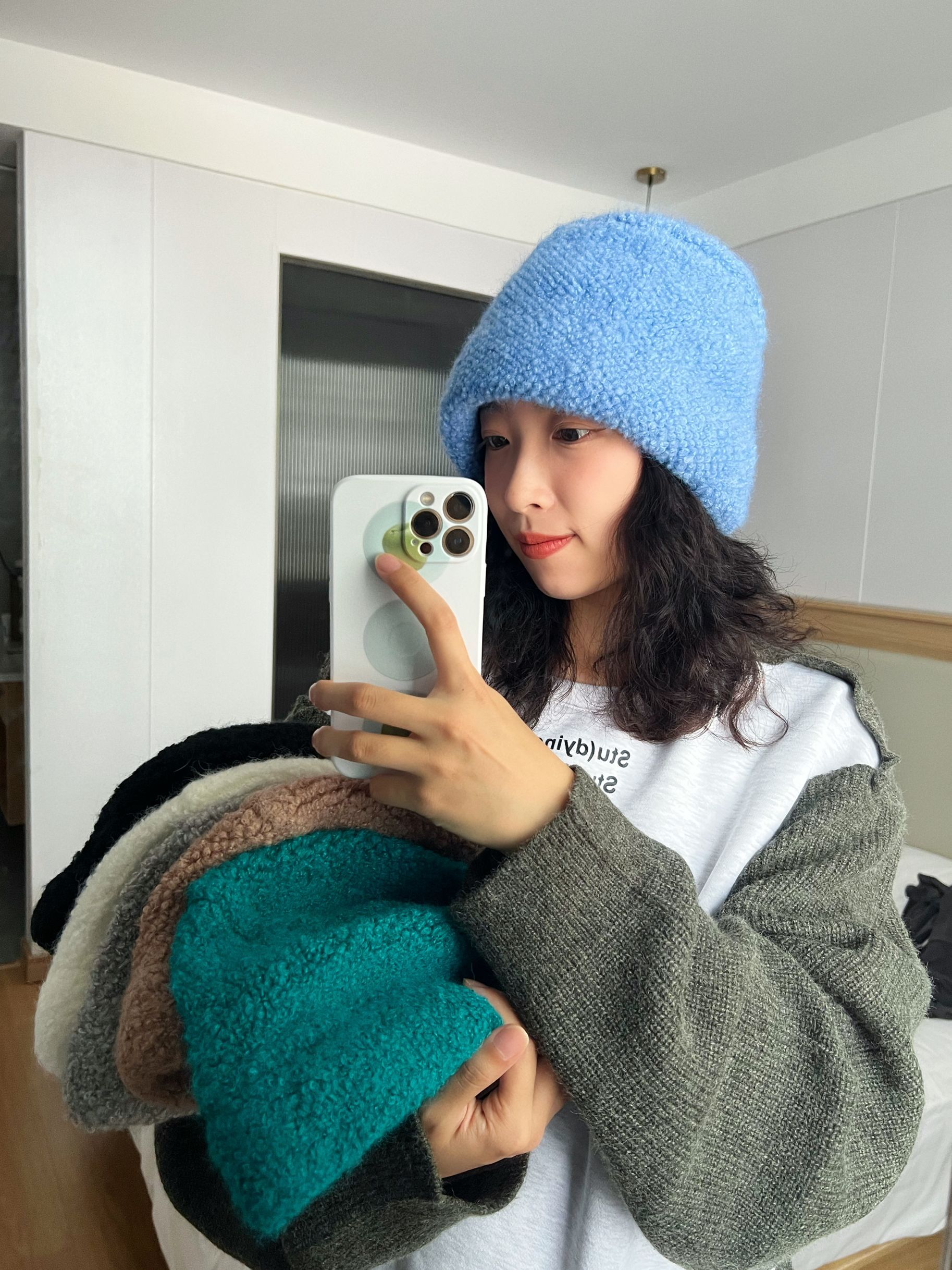 毛线帽韩系休闲风男女秋冬宽檐厚