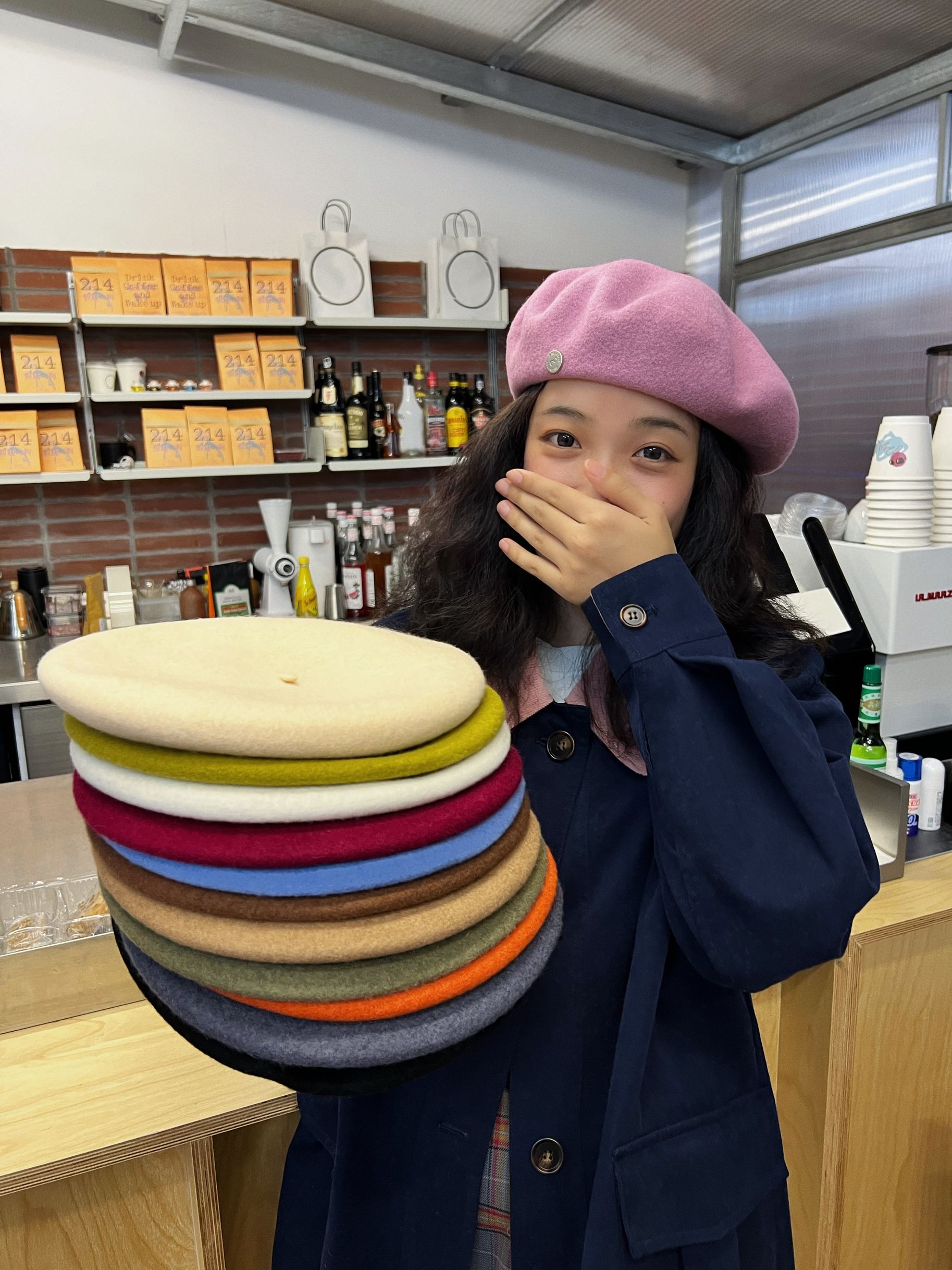 贝雷帽子日系复古女秋冬无檐显白
