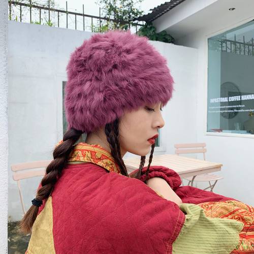 姚叔叔罕见手工编织真兔毛帽子