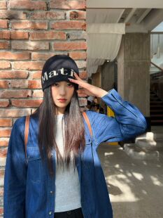 酷飒feel~韩国ins博主风街头百搭英文字母仿貂绒包头针织帽子潮