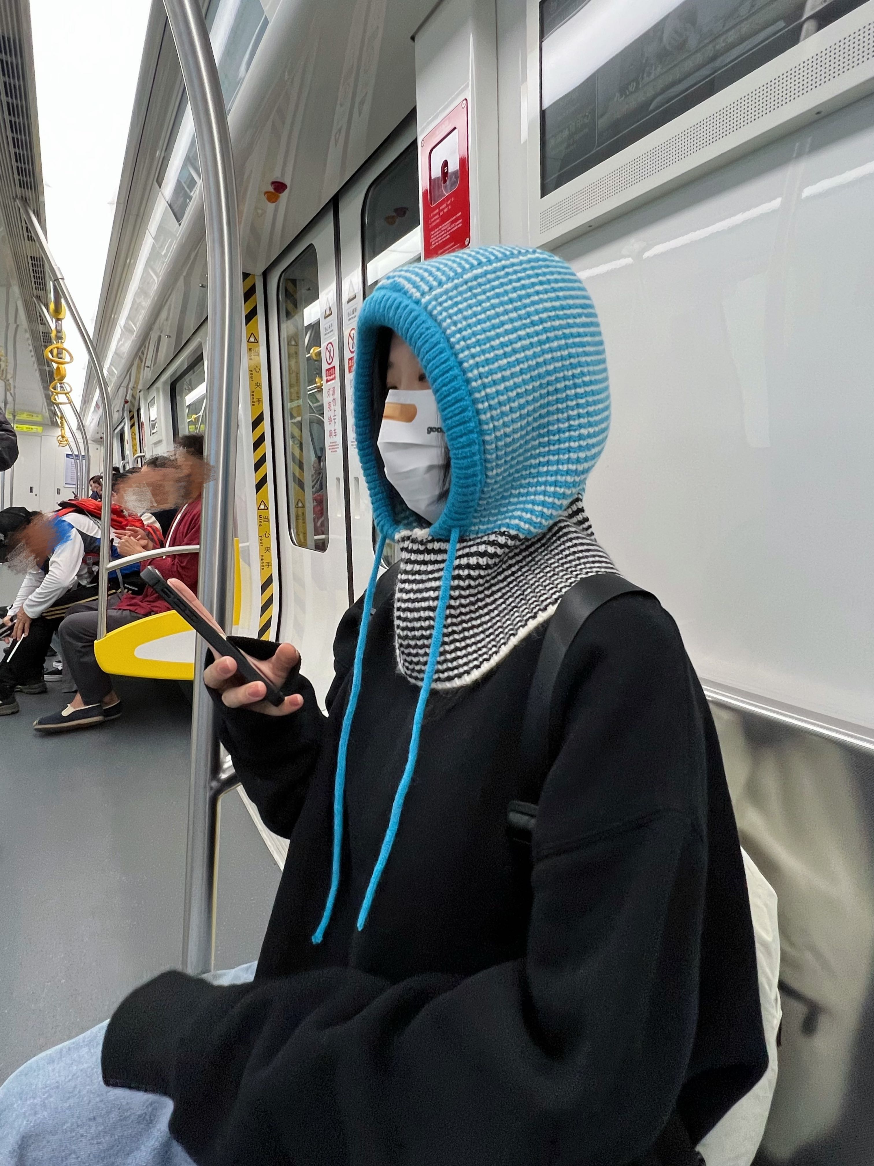 厚实保系绳防风针织巴拉克拉法帽