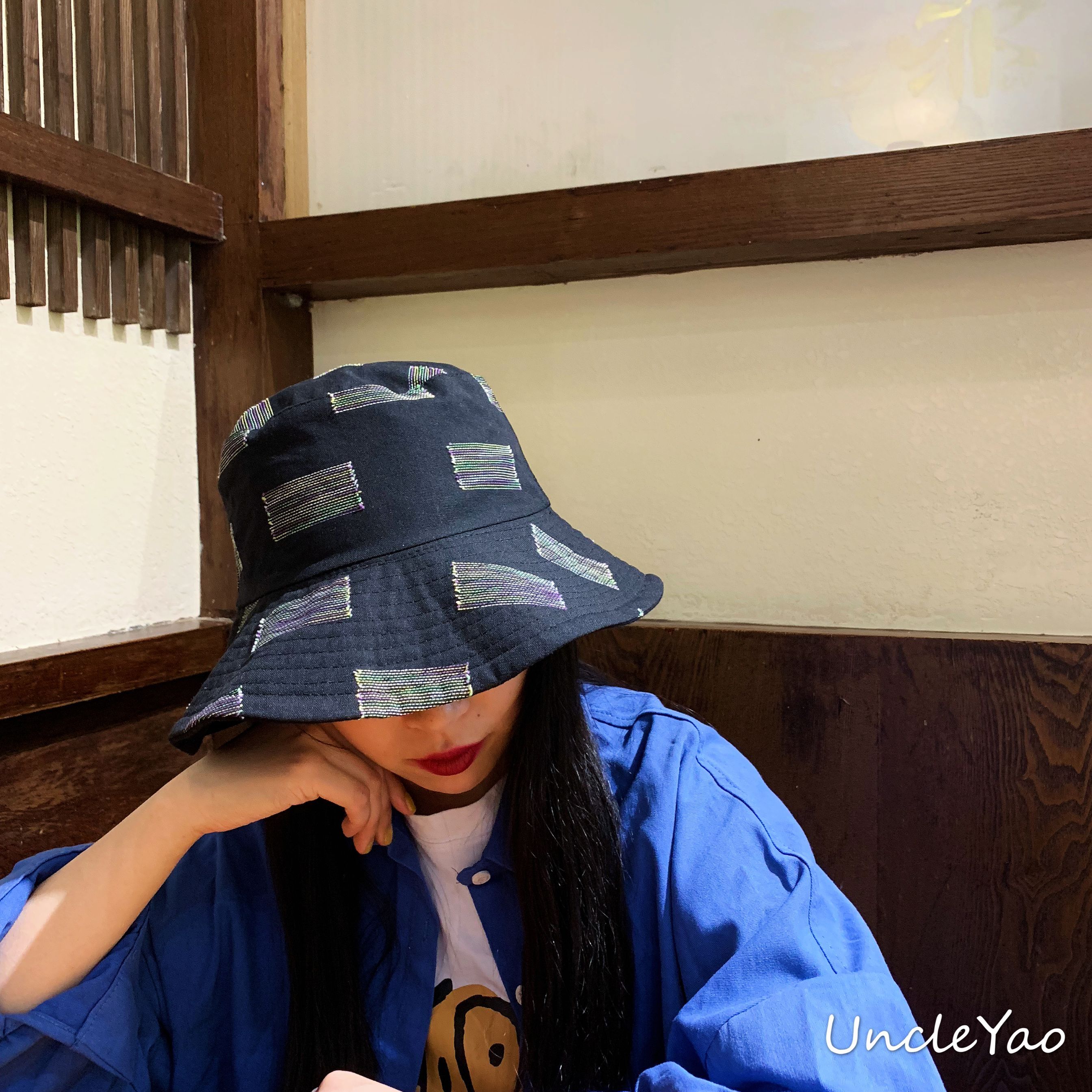 姚叔叔/日本街头原宿风双面戴牛仔渔夫帽遮阳帽日式盆帽子男女潮