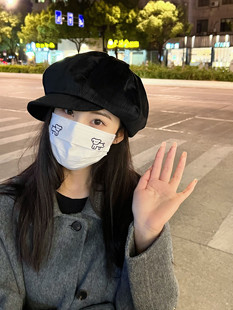 yaoshushu/尤美的帽子~韩国财阀千金风设计师款不对称丝绒报童帽