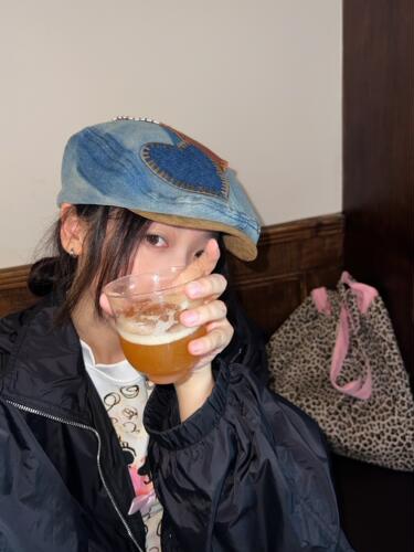 爱心拼布水洗复古牛仔前进帽子女