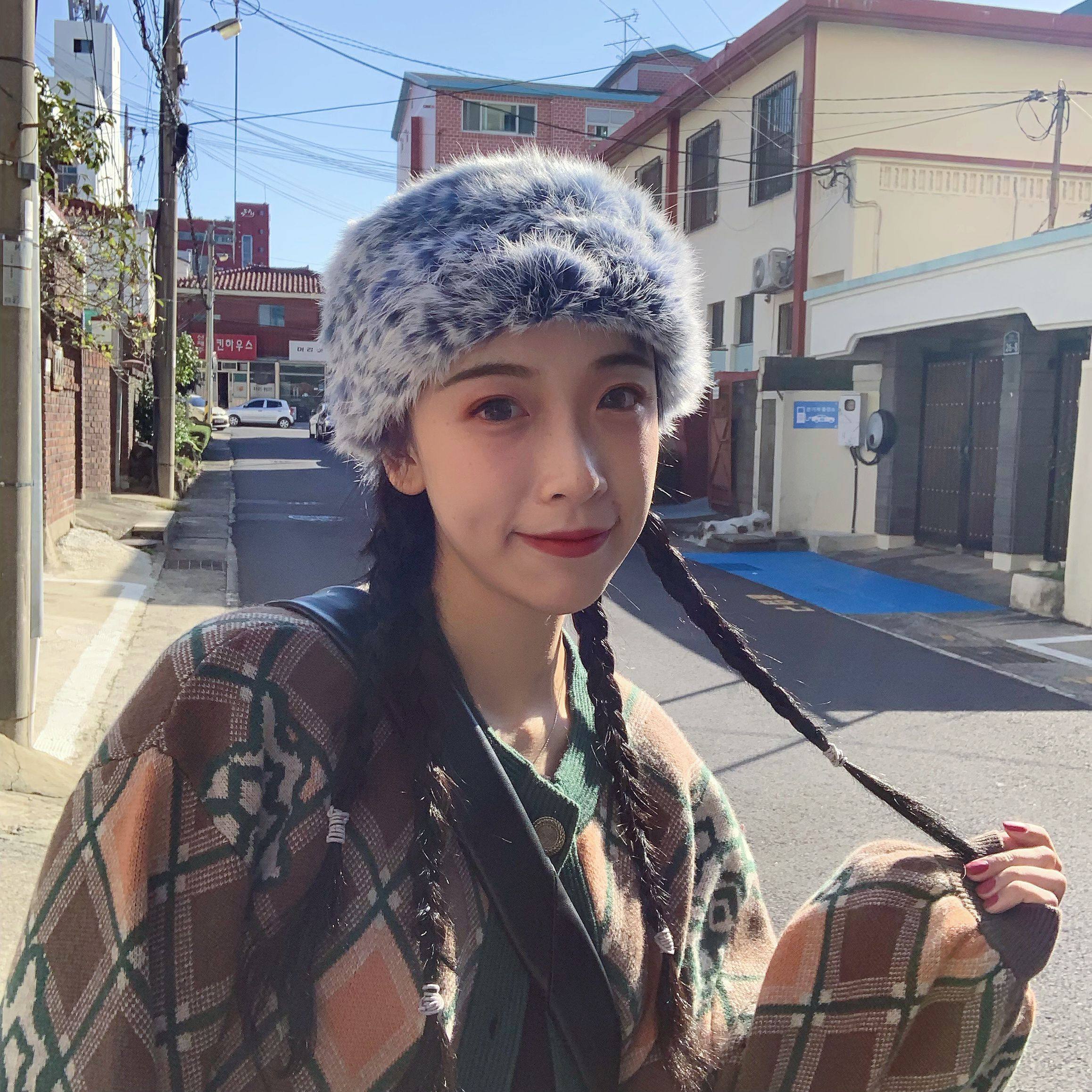 限量！vintage古着扎染皮草发带