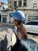 赵露思同款 遮阳帽～四季 百搭渐变水洗牛仔大檐防晒帽大头围鸭舌帽