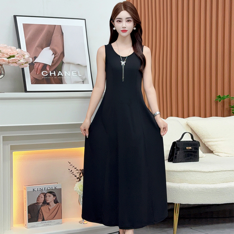 蓝思梦韩版A字冰丝麻背心裙显瘦
