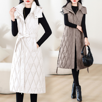 腰带长款马甲蓝思梦显瘦修身拉链