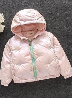 轻薄秋冬新款女孩连帽保暖羽绒服