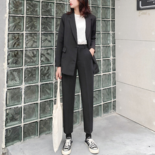 高腰西装小脚裤九分哈伦裤女裤子2020新款春夏休闲宽松烟管工装裤