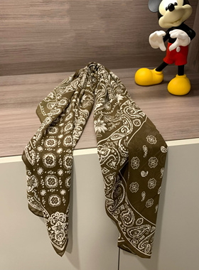 特 bandana苔藓绿 订染色加密真丝乔其纱丝巾 100%桑蚕丝披肩女