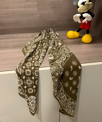 特 bandana苔藓绿 订染色加密真丝乔其纱丝巾 100%桑蚕丝披肩女