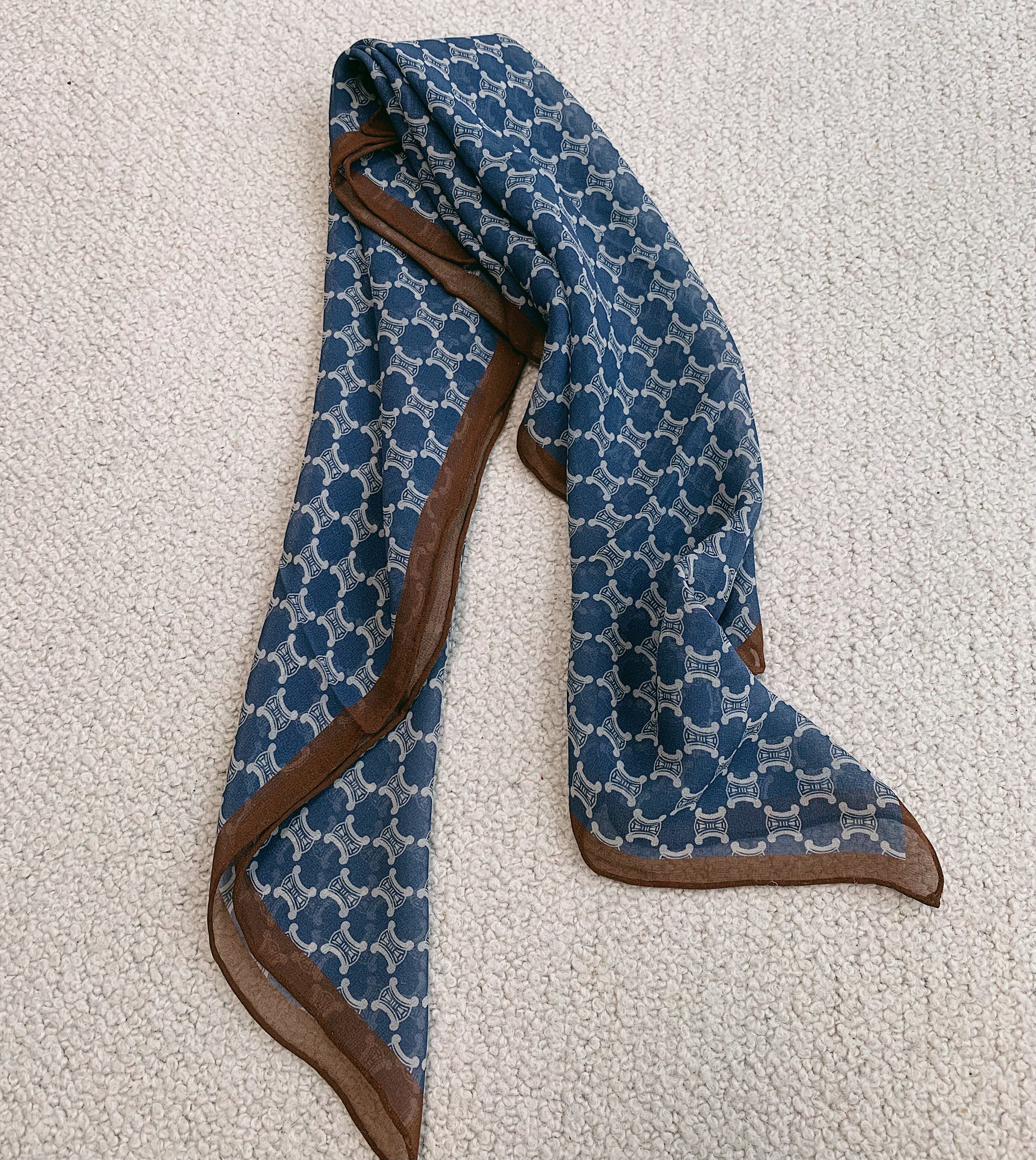 蓝棕凯旋 春夏显白色系桑蚕丝丝巾 真丝乔其纱百搭围巾63CM