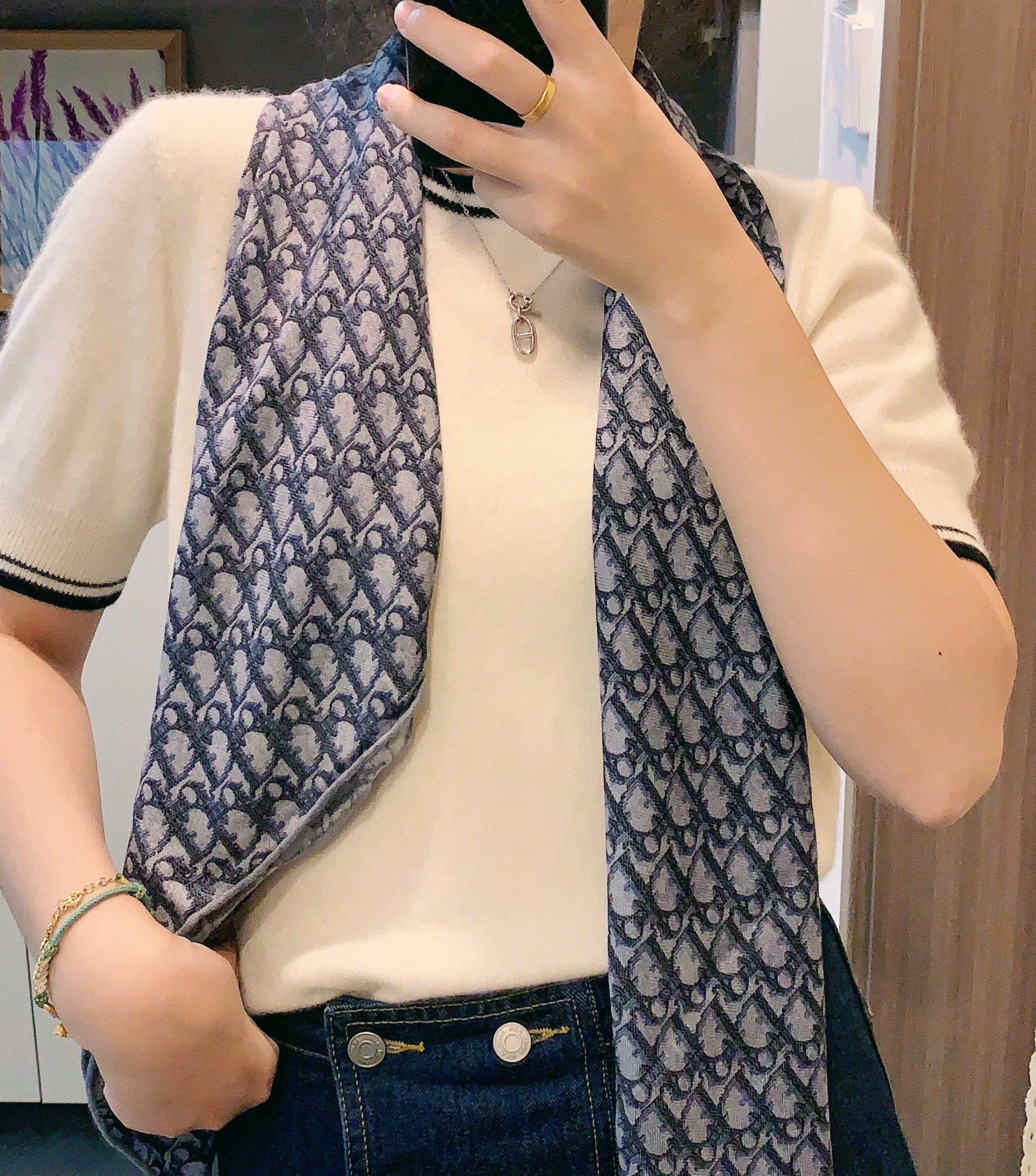 经典返场 复古老花桑蚕丝羊毛披肩 丝毛围巾105方巾