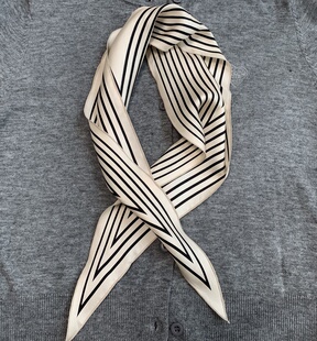 100 斜纹绸双面同色优雅桑蚕丝菱形丝巾27 福利 北欧条纹