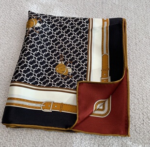 全副锁链双面缎 23姆米高品质6a桑蚕丝双面用披肩围巾女85CM方巾