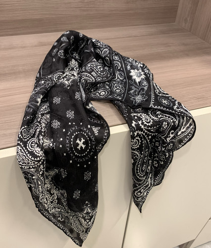 福利bandana真丝披肩2.0 100%桑蚕丝提花罗孔工艺 百搭黑色丝巾女
