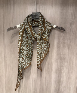 绿棕真丝乔其纱滑板巾 100%桑蚕丝百搭丝巾女150×30CM