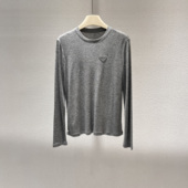 欧货2025春季 新款 圆领T恤打底衫 美式 针织衫 天丝羊毛上衣女