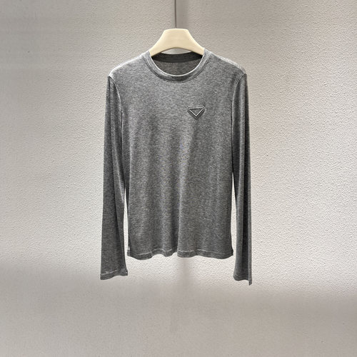 小众欧货天丝羊毛圆领T恤打底衫