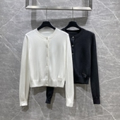 欧货2025新款 羊毛圆领针织衫 开衫 美式 洋气减龄百搭长袖 毛衣小外套