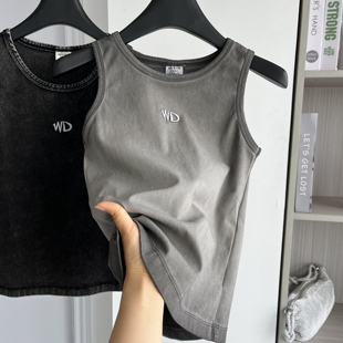 无袖 alexardie 简约圆领刺绣字母修身 新款 背心 warey欧货2025夏季