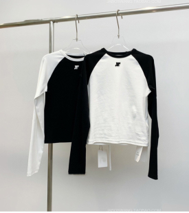 拼色内搭t恤设计感打底衫 圆领长袖 上衣T恤女 新款 2025春季