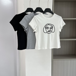 T恤女2025秋季 卡通人物印花短袖 新款 时尚 显瘦上衣 修身 清仓价