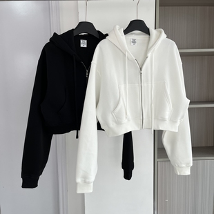 拉链开衫 连帽卫衣外套宽松女百搭显瘦短款 上衣 小众2025新款 法式