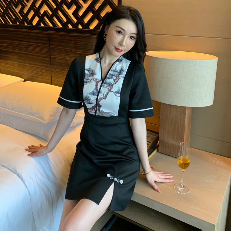 旗袍新款夜店KTV空姐制服酒店足疗足浴公主桑拿技师工作服女套装