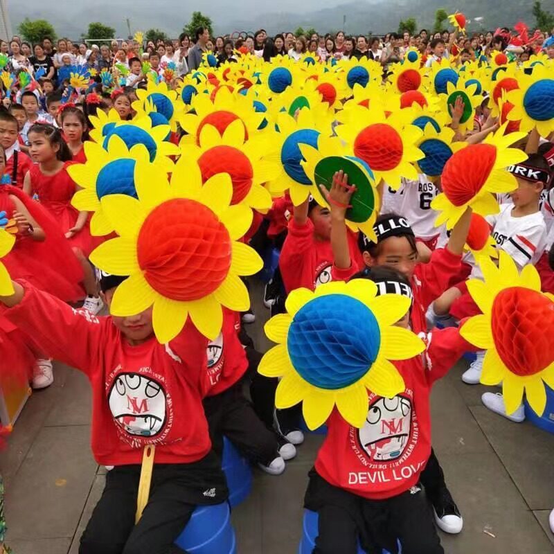 太阳花红黄蓝绿粉五色花运动会开更多舞蹈配饰