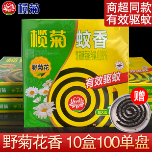 榄菊正品蚊香官方旗舰店野菊花加大盘有效驱蚊10盒共100圈特惠价