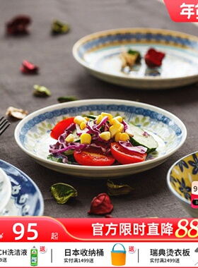 AWASAKA进口陶瓷盘日式釉下彩家用餐具套装餐盘汤碗点心下午茶盘