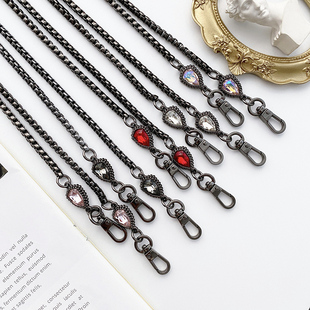 可斜背/斜跨链条高质五金属苹手机壳挂绳斜挎女款背包包链条水钻