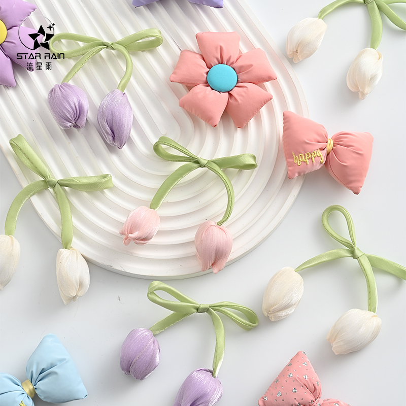 流星雨郁金香花苞蝴蝶结花束装饰