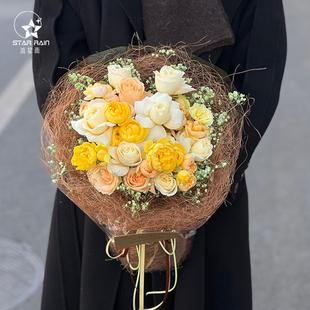 流星雨高级感麻丝花束包装纸纤维纸鲜花包花内衬纸花艺材料资材