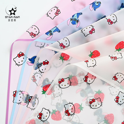 流星雨Hellokitty魔边雾面纸KT猫防水鲜花花束包装纸花艺包花材料