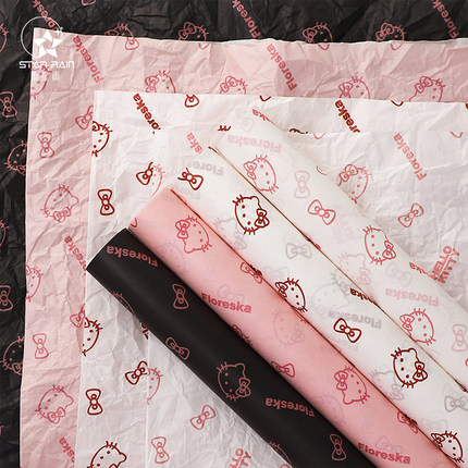 流星雨Hellokitty印花雪梨纸KT猫鲜花花束包装纸花艺包花材料资材