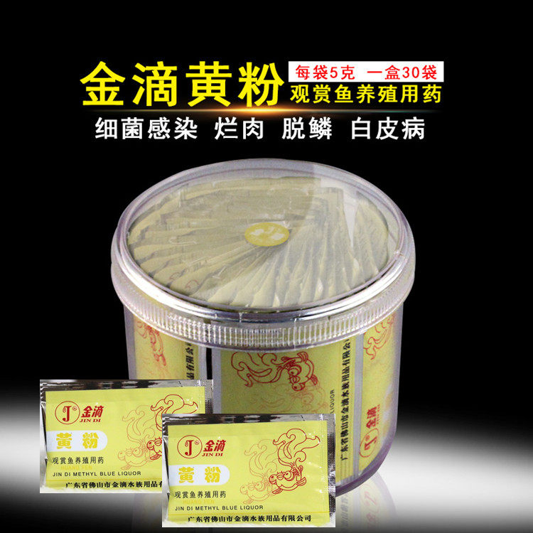 金滴黄粉预防鱼病观赏鱼用药腐皮烂尾烂肉擦伤霉菌活体鱼药5g/包