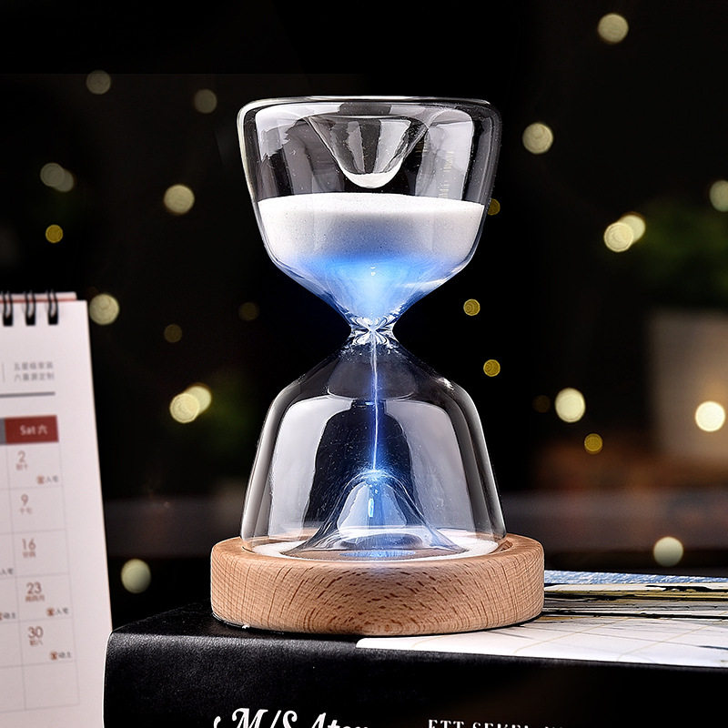玻璃沙漏计时器变色小夜灯伴睡灯