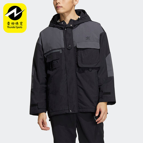 Adidas/阿迪达斯正品三叶草男子连帽拼接防风运动夹克IC8164