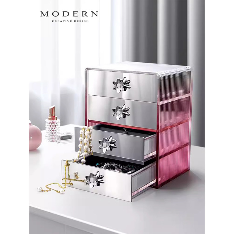 摩登MODERN时尚首饰盒新款高档梳妆台轻奢珍珠项链饰品手表收纳盒