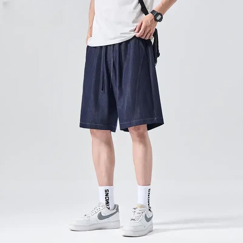北嘉服饰原色s冰丝牛仔短裤男夏季新F款水洗宽松直筒休闲五分中裤