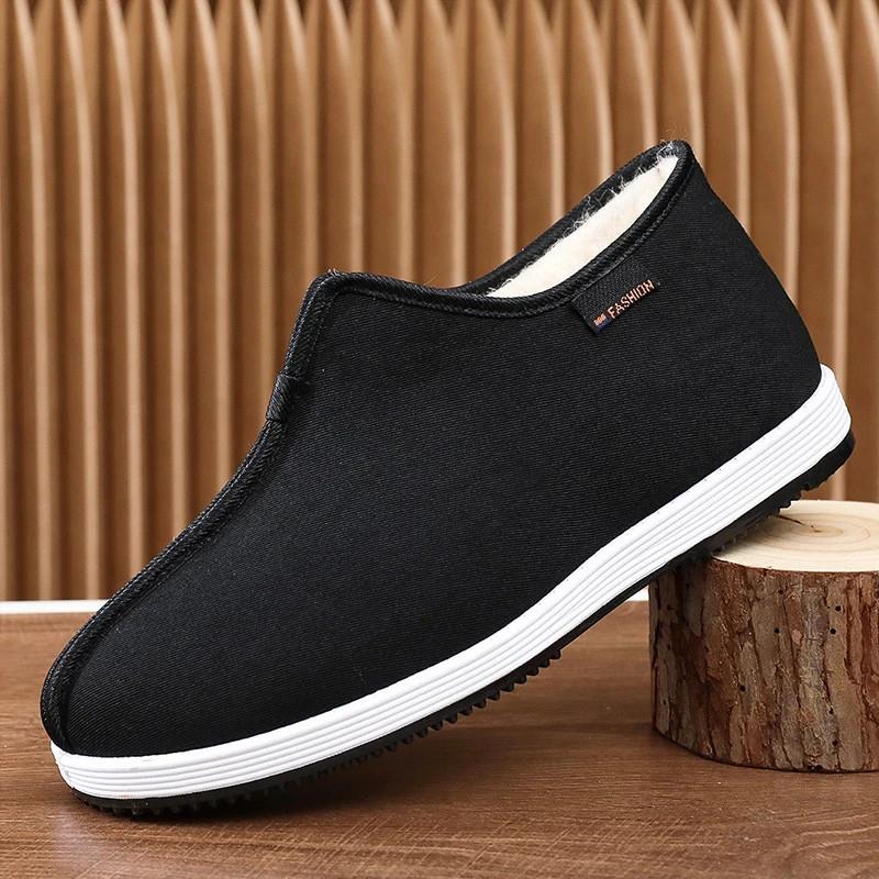 朝益潮鞋棉鞋布鞋男H士一脚蹬男鞋传统休闲爸爸鞋加绒加厚防寒鞋